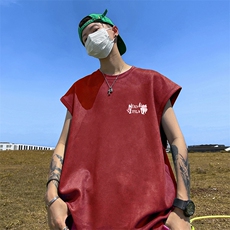 量大优供视频得物直播品220克夏季麂皮绒背心无袖T恤BJ159，男装T恤，电商A486