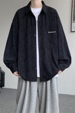 衬衫男秋季新款港风宽松灯芯绒扎染刺绣长袖衬衣CS8102-P42，男装衬衫，星座214-3