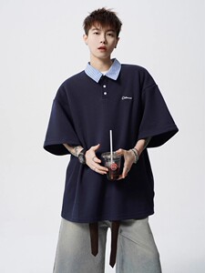 夏季美式翻领短袖T恤潮牌宽松休闲百搭痞帅高街刺绣POLO衫T260p35图片
