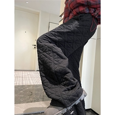 XZ612-K228-P75冬季棉裤不规则菱格压线夹棉宽松直筒宽松休闲裤，男装休闲裤，星座612