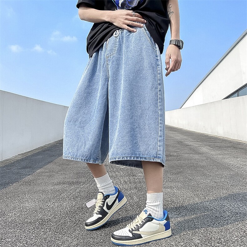 七分裤男韩版潮流高街2025夏季新款ins宽松百搭短裤RK133-P34,男装牛仔裤,星座412-2