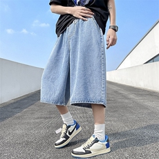 七分裤男韩版潮流高街2025夏季新款ins宽松百搭短裤RK133-P34，男装牛仔裤，星座412-2