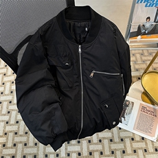 美式工装拉链加厚棒球服棉服宽松潮牌飞行服外套夹克MY0857-P100，男装棉衣，星座308B-1