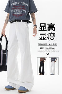 美式高街弯刀裤微喇裤子男款190cm115高个子加长直筒西裤KZ060P50图片