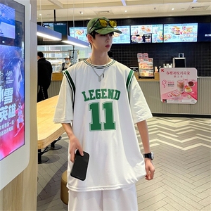 TZ05-P45港风运动套装男夏季大码潮胖人宽松休闲翻领T恤短裤图片