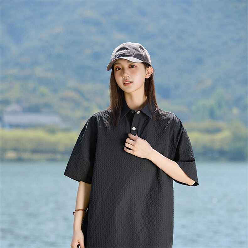 美式纯色POLO衫短袖夏季宽松百搭复古半袖上衣 A406 T6052 特P35图片