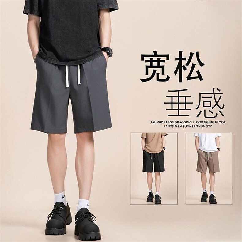 西装短裤男士夏季薄款直筒中裤宽松大码潮流五分休闲裤K6312-P37,男装休闲裤,星座412-3