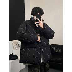 W8205P125控158华夫格印花棉衣冬季棉服外套宽松棉服情侣装，男装棉衣，电商B205