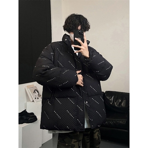 W8205 P125 控158 华夫格印花棉衣冬季棉服外套宽松棉服情侣装图片