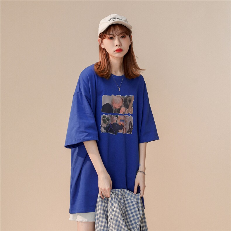 中性23夏季美式潮牌情侣文艺复兴油画小众慵懒风短袖T67P25控38,男装T恤,A247A
