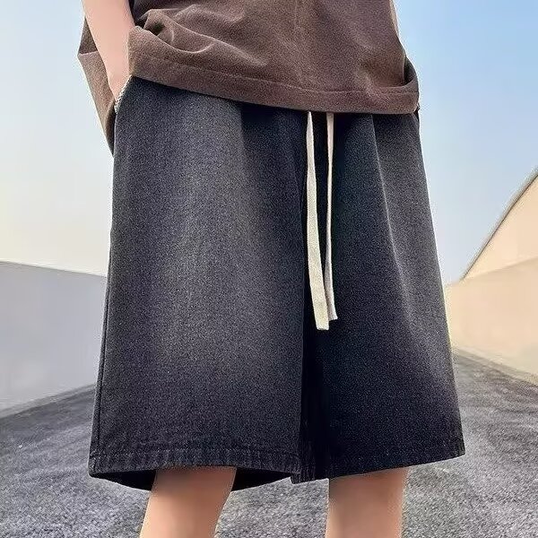 牛仔裤男短裤夏五分裤宽松磨白系带P34YA109,男装牛仔裤,星座1112-1