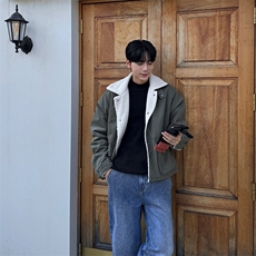 816B-WT031-P128冬季韩圣诞男士羊羔毛翻领棉衣宽松棉服外套，男装棉衣，星座816B