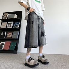 七分牛仔裤男士韩版潮流高街百搭2024秋冬ins休闲短裤RK2169-P40，男装牛仔裤，星座412-2