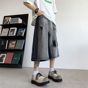 七分牛仔裤男士韩版潮流高街百搭2024秋冬ins休闲短裤RK2169-P40图片