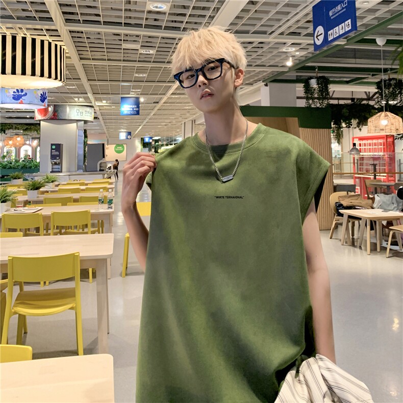 2025新款重磅高品质麂皮绒无袖坎肩背心小长英文印花JB4167-特P19，男装背心/马甲，星座508（原C305）