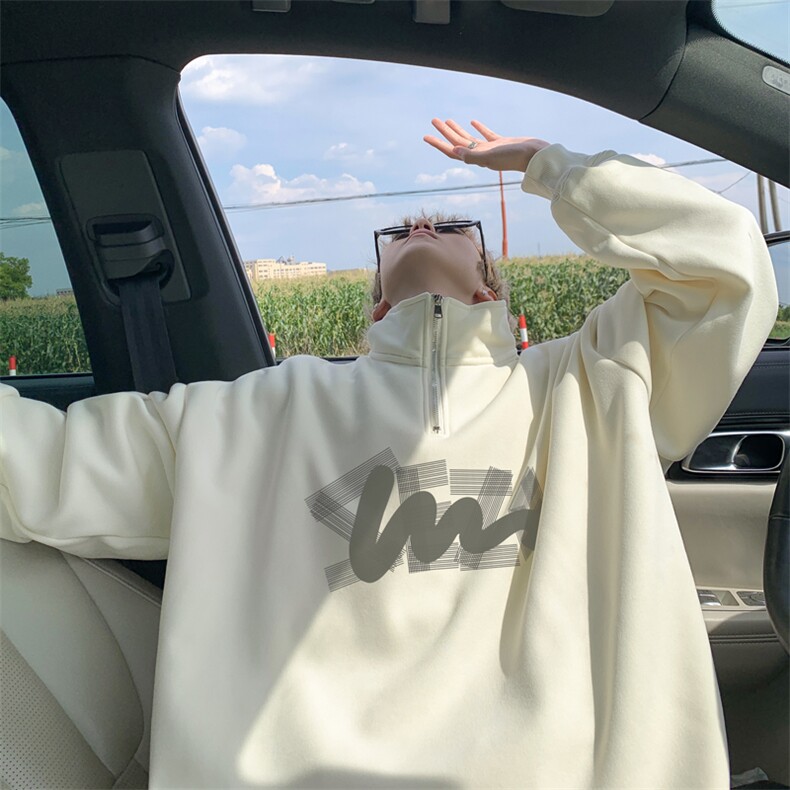 秋冬外景ins韩版半拉链卫衣男宽松Polo衫上衣PL00168/P45加绒P50，男装Polo衫，电商B316