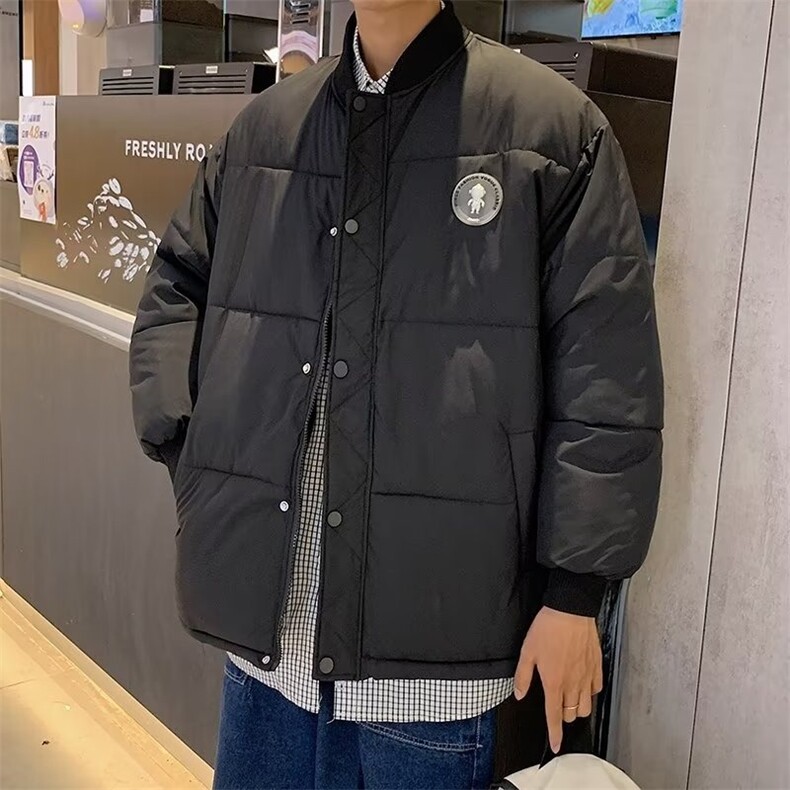 美式潮牌宽松棉衣冬季新款简约百搭休闲加厚保暖棒球领外套,男装棉衣,星座410-6（原星座1304-1）