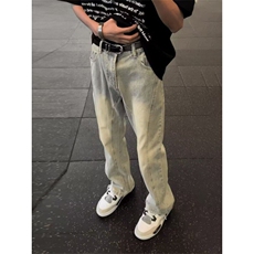 美式牛仔裤男女宽松vibe阔腿直筒裤百搭阔腿休闲裤子L8044-P48，男装休闲裤，星座1008-1