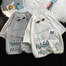 HT73187-P22NASA联名同款华夫格t恤男短袖男大码五分袖毛毯，男装T恤，电商A040