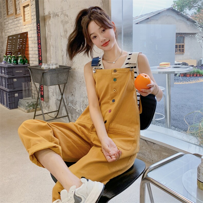 多巴胺穿搭休闲背带裤女2025夏季新款超火洋气减龄小个子连体裤子,女装连衣裙,2C050