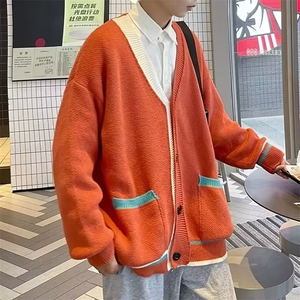 慵懒开衫毛衣男秋冬宽松日系学院风针织外套v领线衣潮MY05515-P55