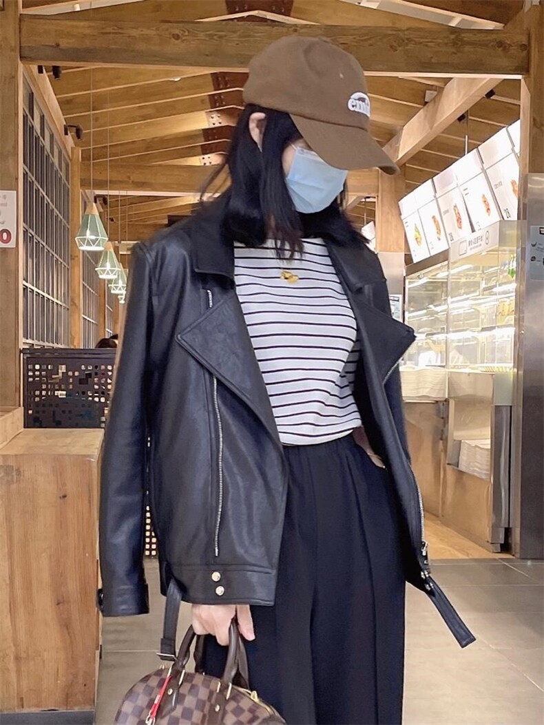 【现货】机车夹克皮衣，女装皮衣，ONE