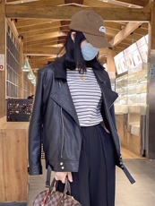 【现货】机车夹克皮衣，女装皮衣，ONE