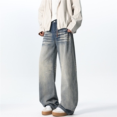 XZ1011-8510-P55控88后裤脚打折直筒洗水牛仔裤，男装牛仔裤，星座B271