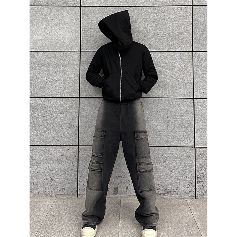 B221 美式ins高街重工艺宽松做旧工装牛仔裤子 LK23143-P80 控108图片