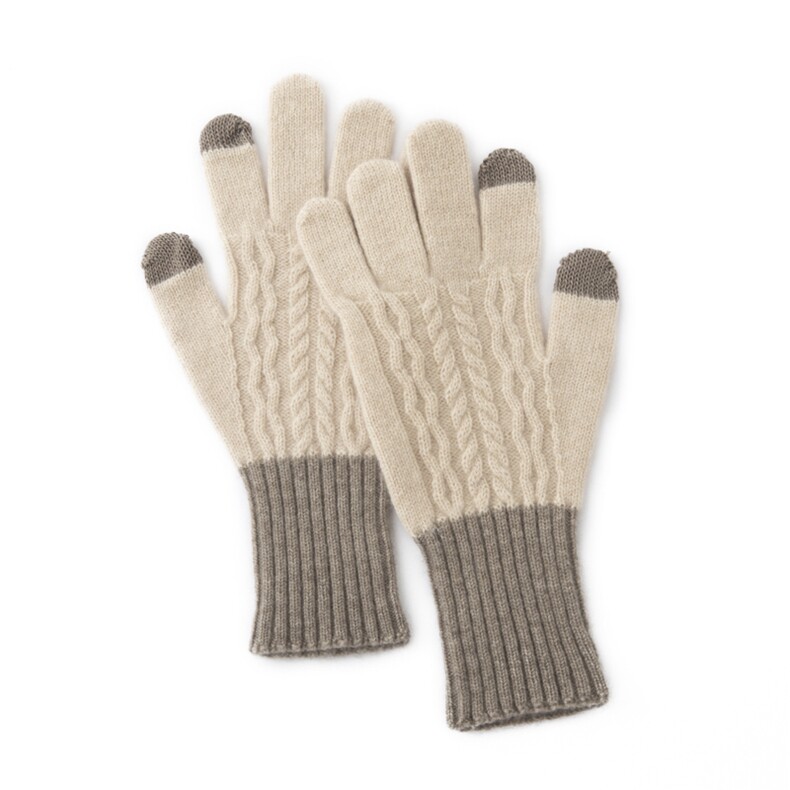 2025年新款百搭女士麻花双股加厚保暖分指手套，手套，窄众羊绒