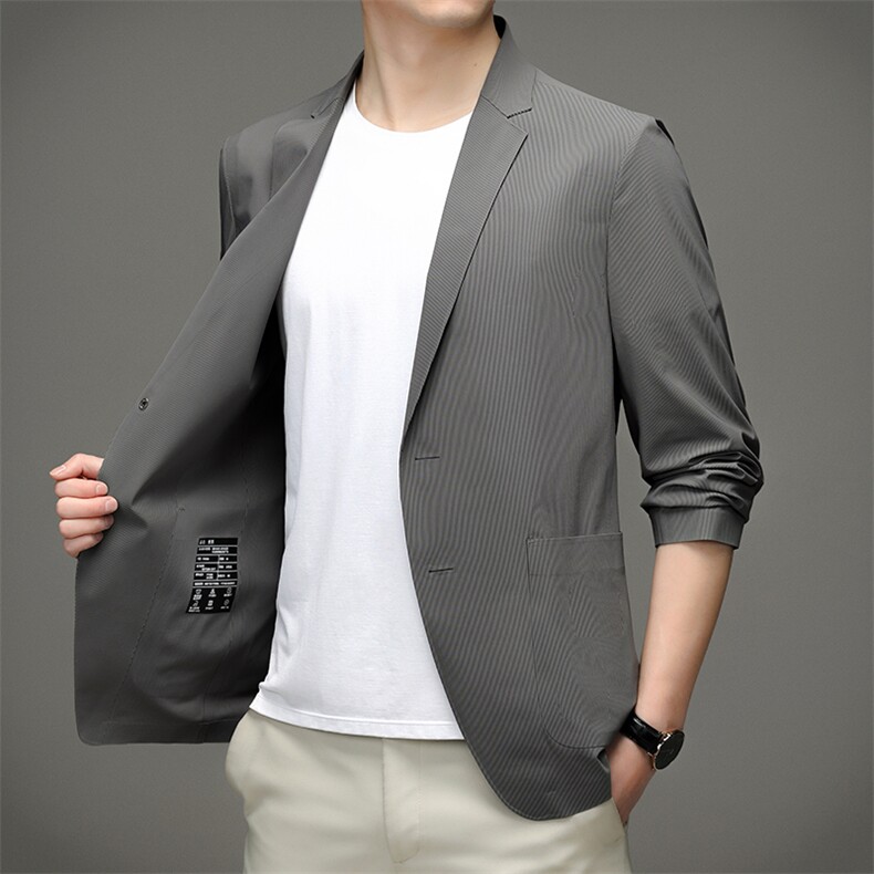 2023年翻领口袋长袖上衣单排扣春季中老年时尚西服SL9916,男装西服,钱塘6003（原4033）