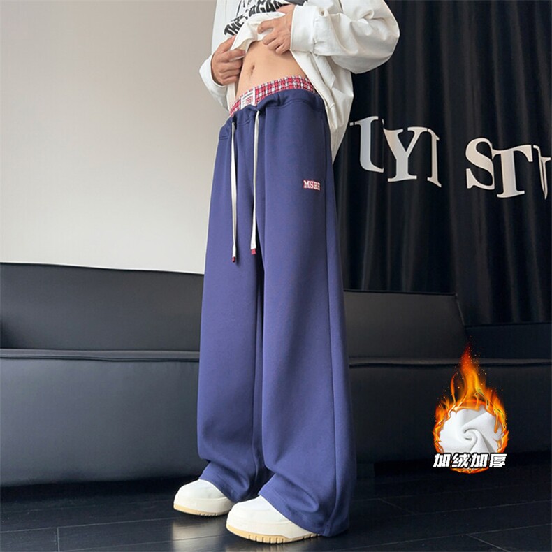 2024冬季新款内景大码双腰头加绒卫裤M-5XHK24886-P50,男装休闲裤,电商A022