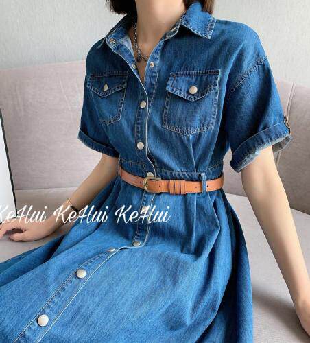 【现货】夏季新款短袖牛仔长裙，女装，珂 慧