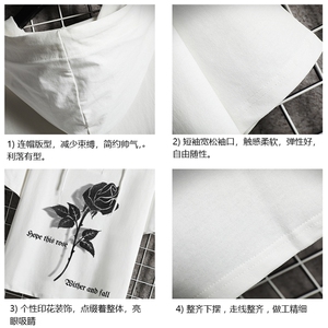 连帽短袖t恤男大码胖子带帽五分袖中袖 网格挂拍 LD54279-P45图片