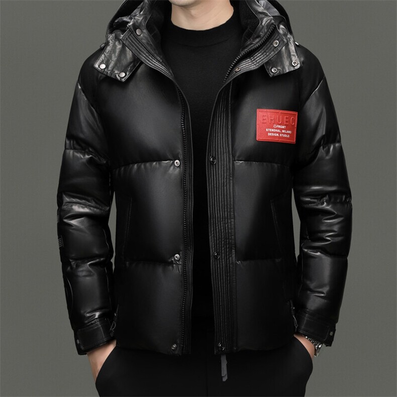 BG2450冬季海宁男士真皮绵羊皮面包服加厚羽绒可脱卸帽休闲皮衣,男装皮衣,电商B360