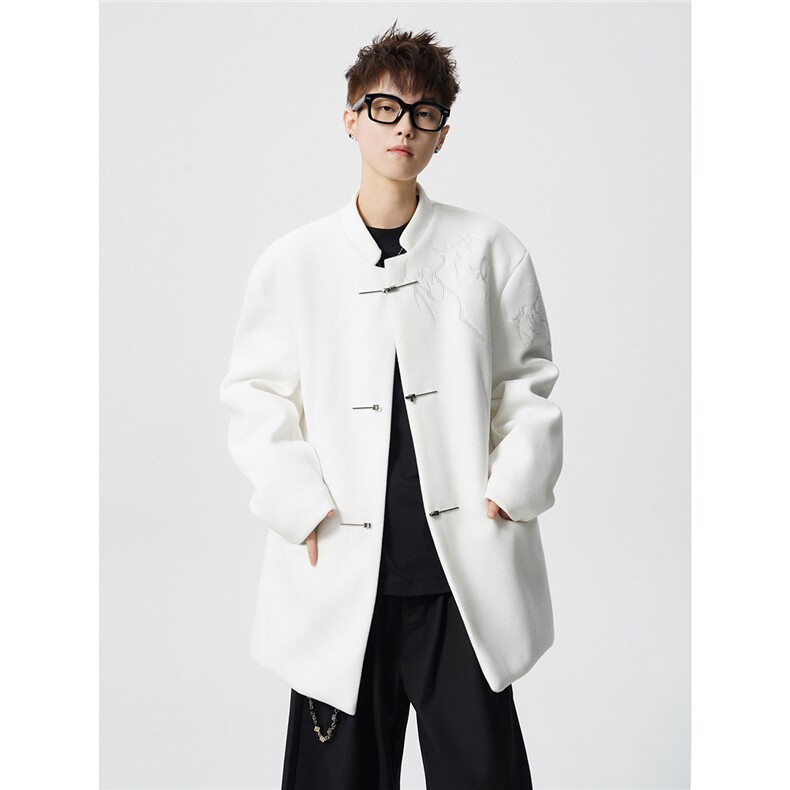 毛呢折棘荆棘立体绣大码M-5XL中式西服聚酯纤维XF78168P118，男装西服，星座227-7