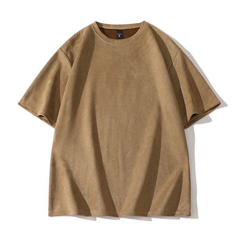 抖音得物直播高品质二开240克美式高街麂皮绒光版纯色短袖t恤12.5，男装T恤，电商A486