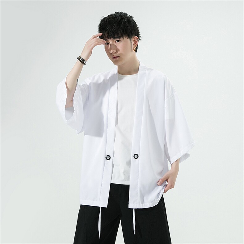 夏季新款冰丝冰感跑量短袖防晒服男士和服七分袖披风111特p25,男装防晒衣,星座815（原A203）