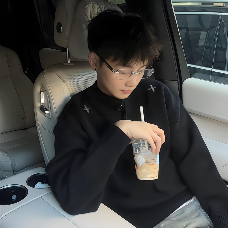 秋冬季潮牌亨利领刺绣毛衣情侣痞帅针织衫痞帅上衣AMY05,男装针织衫/毛衣,星座516A