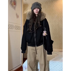 潮毛领连帽仿兔毛座山雕棉服cleanfit短宽棉衣派克服M9929，男装棉衣，星座1116A（原606A-3）