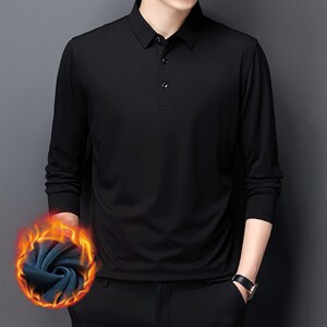 春秋季2023新款休闲长袖T恤男士中年翻领加绒polo衫爸爸装上衣图片