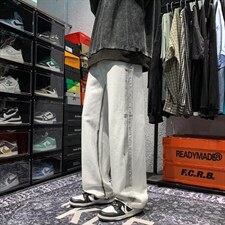 做旧休闲涂鸦水洗牛仔裤男夏季ins高街直筒宽松长裤K4010-P45，男装牛仔裤，星座512-2
