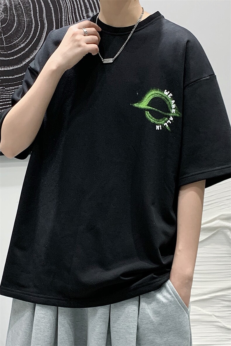 2025夏季原创设计oversize港风宽松休闲T恤B266-DX07-P30,男装T恤,星座B257-1