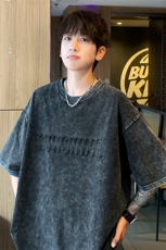 ！2025夏季新款男士钢印纯棉水洗短袖T恤半袖XT141特P35控58，男装T恤，电商B220