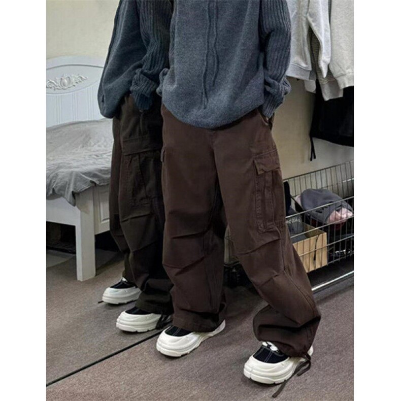 日系简约工装裤男春秋做旧水洗休闲宽松多口袋阔腿裤KQ133,男装休闲裤,星座1116A（原606A-3）