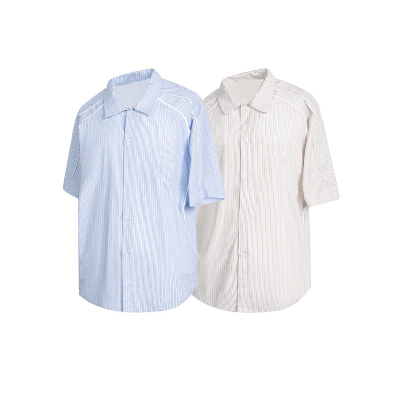 【现货】夏季新款美式潮牌条纹宽松透气翻领衬衣CY06015-TP35控58,男装衬衫,星座1004（原星座815-3）