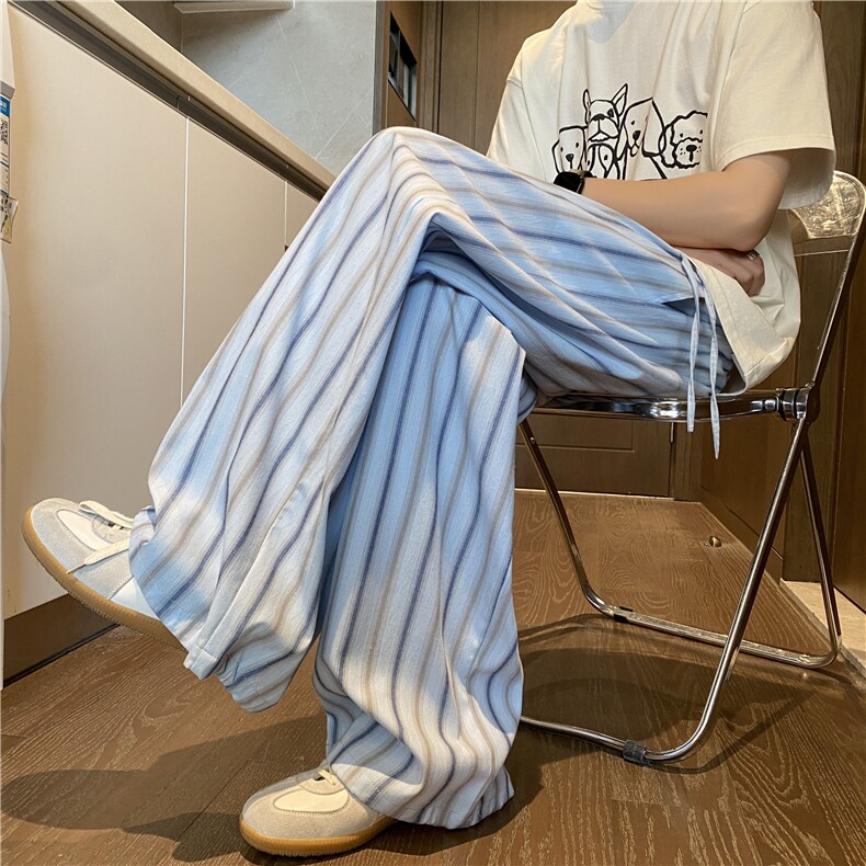 2025夏季新款潮流条纹慵懒宽松阔腿休闲裤B315-K25716-特p40控78图片
