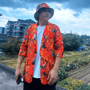 RS1网红同款高质量大码单上衣西装西服婚庆表演出团队服新中式潮图片
