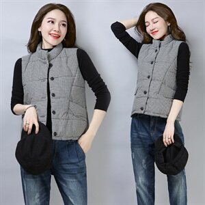 2021秋冬新款时尚都市休闲棉马甲,马夹,小林双子