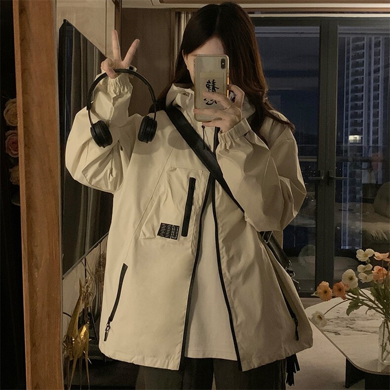 C910-P105复古连帽工装外套冲锋衣男女宽松潮牌情侣夹克登山服,男装夹克,星座911-2(原星座613-2）
